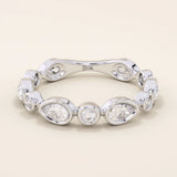14k solid gold bezel pear round wedding ring for women
