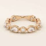14k solid gold bezel pear round wedding ring for women