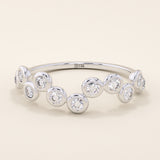 14k solid gold bezel set moissanite stacking wedding ring for women