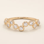 14k solid gold bezel set moissanite stacking wedding ring for women