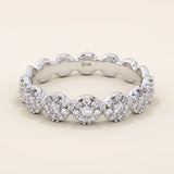14k solid gold bold dots band ring with pave-set moissanites. Modern statement jewelry for women.