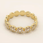 14k solid gold bold dots band ring with pave-set moissanites. Modern statement jewelry for women.