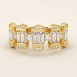 14k solid gold bold statement ring featuring unique baguette-cut spike design. A one-of-a-kind piece for standout style.