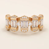 14k solid gold bold statement ring featuring unique baguette-cut spike design. A one-of-a-kind piece for standout style.