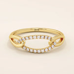 14k solid gold chain ring with bold links and pavé moissanite accents. A statement piece that combines texture and sparkle.