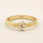 14k solid gold double band promise ring featuring clustered moissanite stones. A bold and elegant design perfect for everyday wear.