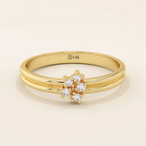 14k solid gold double band promise ring featuring clustered moissanite stones. A bold and elegant design perfect for everyday wear.