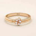 14k solid gold double band promise ring featuring clustered moissanite stones. A bold and elegant design perfect for everyday wear.
