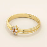 14k solid gold double band promise ring featuring clustered moissanite stones. A bold and elegant design perfect for everyday wear.