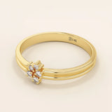 14k solid gold double band promise ring featuring clustered moissanite stones. A bold and elegant design perfect for everyday wear.