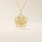 14k solid gold flower-shaped pendant necklace with a smooth, plain surface perfect for engraving. Minimalist and customizable everyday jewelry.