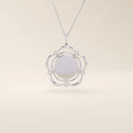 14k solid gold flower-shaped pendant necklace with a smooth, plain surface perfect for engraving. Minimalist and customizable everyday jewelry.