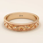 14K solid gold Flower Pattern alliance Band is the perfect unisex option as a wedding band14K solid gold Flower Pattern alliance Band is the perfect unisex option as a wedding band