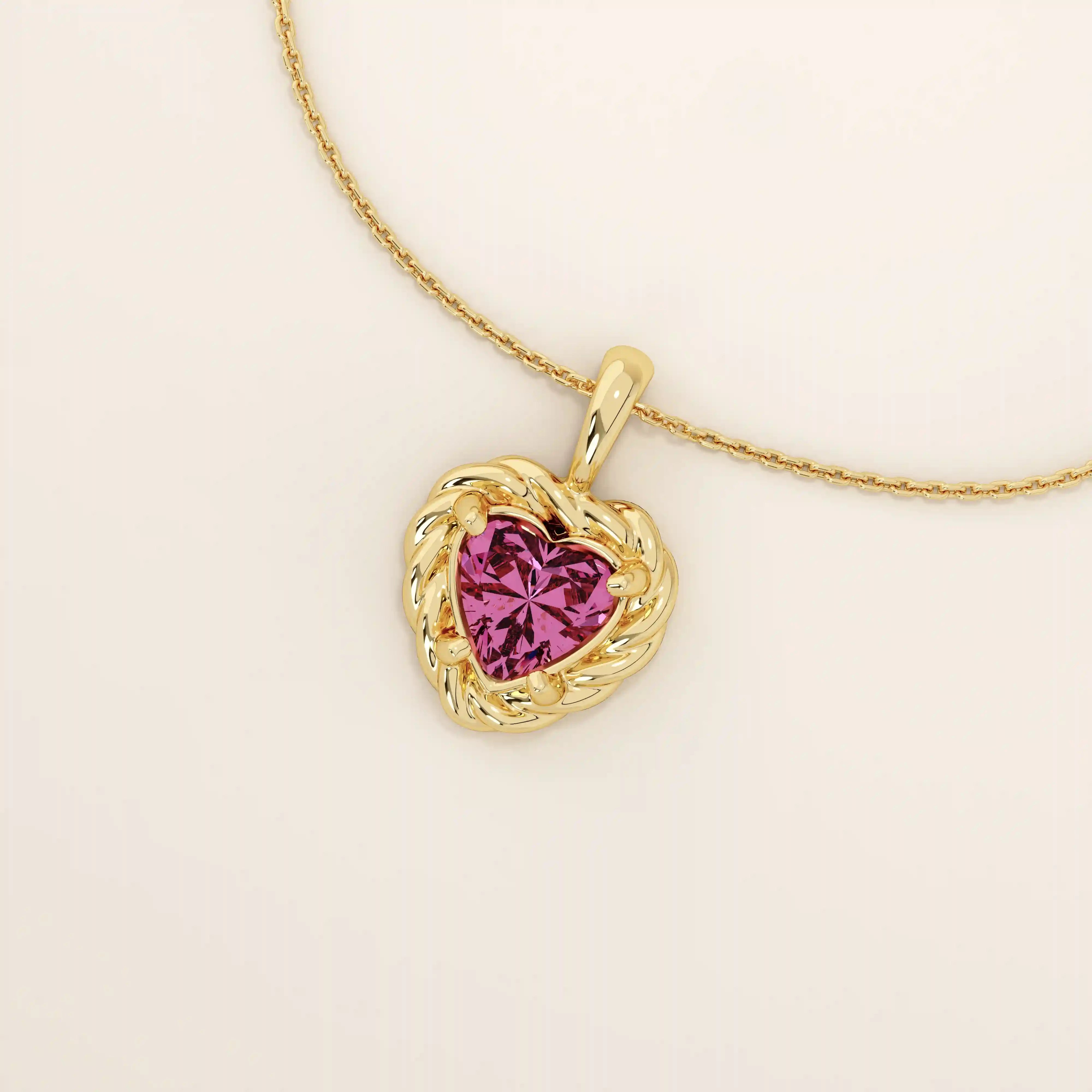 14k solid gold heart pendant necklace with a lab-grown ruby center. Bold yet delicate ruby necklace for women. Ideal for gifting or everyday wear.