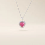 14k solid gold heart pendant necklace with a lab-grown ruby center. Bold yet delicate ruby necklace for women. Ideal for gifting or everyday wear.