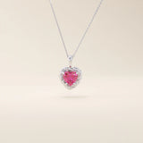 14k solid gold heart pendant necklace with a lab-grown ruby center. Bold yet delicate ruby necklace for women. Ideal for gifting or everyday wear.