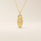 14k solid gold oval celestial pendant necklace featuring a sparkling moissanite Northstar design. Elegant and symbolic jewelry piece.