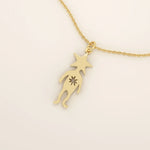 14k solid gold pendant necklace featuring a star-shaped head charm designed for little boys. Simple and charming everyday accessory.