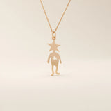 14k solid gold pendant necklace featuring a star-shaped head charm designed for little boys. Simple and charming everyday accessory.