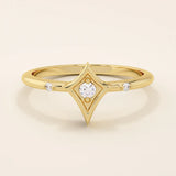 14k solid gold pinky signet ring with a geometric rhombus shape. A modern and minimalist design perfect for everyday wear.