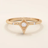 14k solid gold pinky signet ring with a geometric rhombus shape. A modern and minimalist design perfect for everyday wear.
