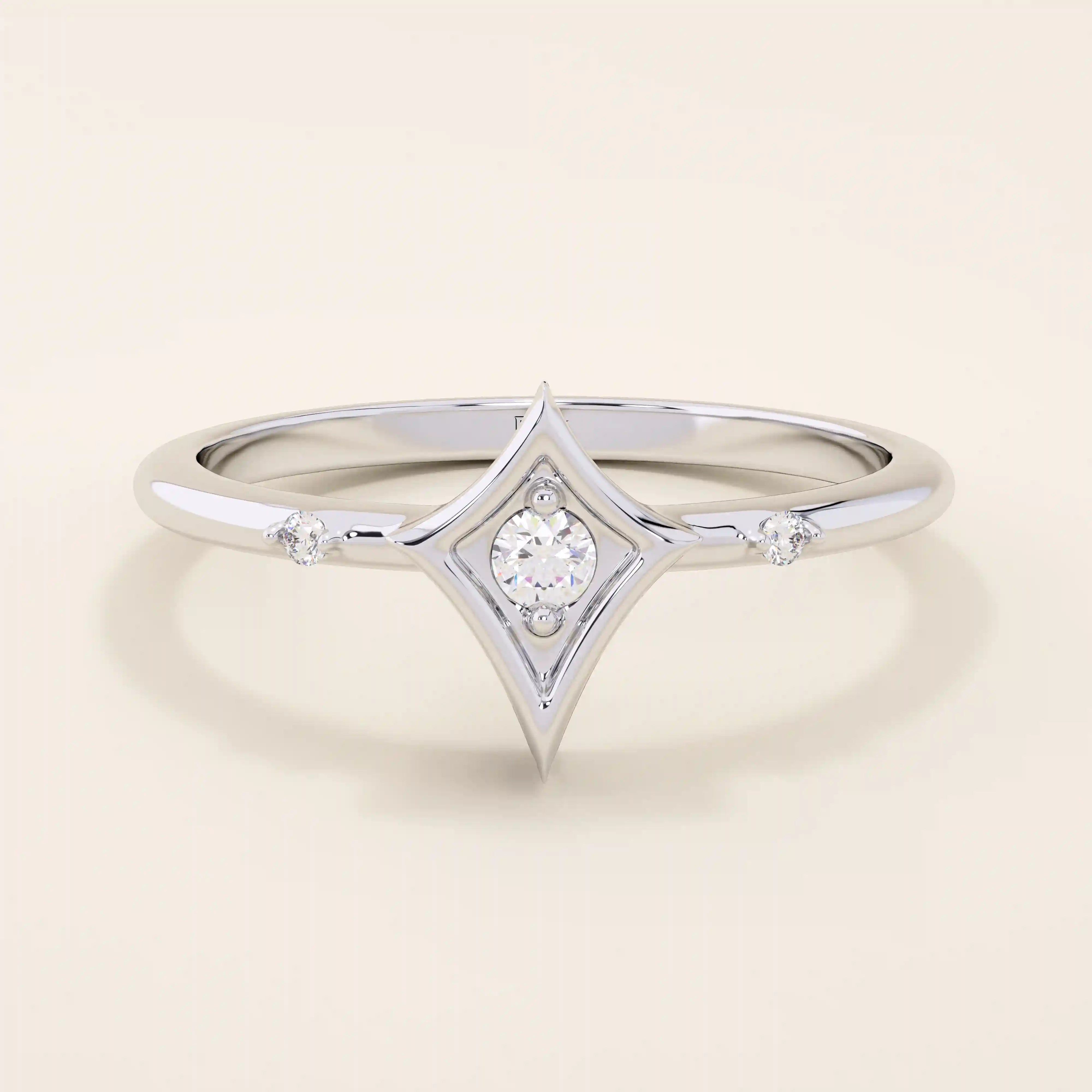 14k solid gold pinky signet ring with a geometric rhombus shape. A modern and minimalist design perfect for everyday wear.