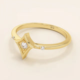 14k solid gold pinky signet ring with a geometric rhombus shape. A modern and minimalist design perfect for everyday wear.
