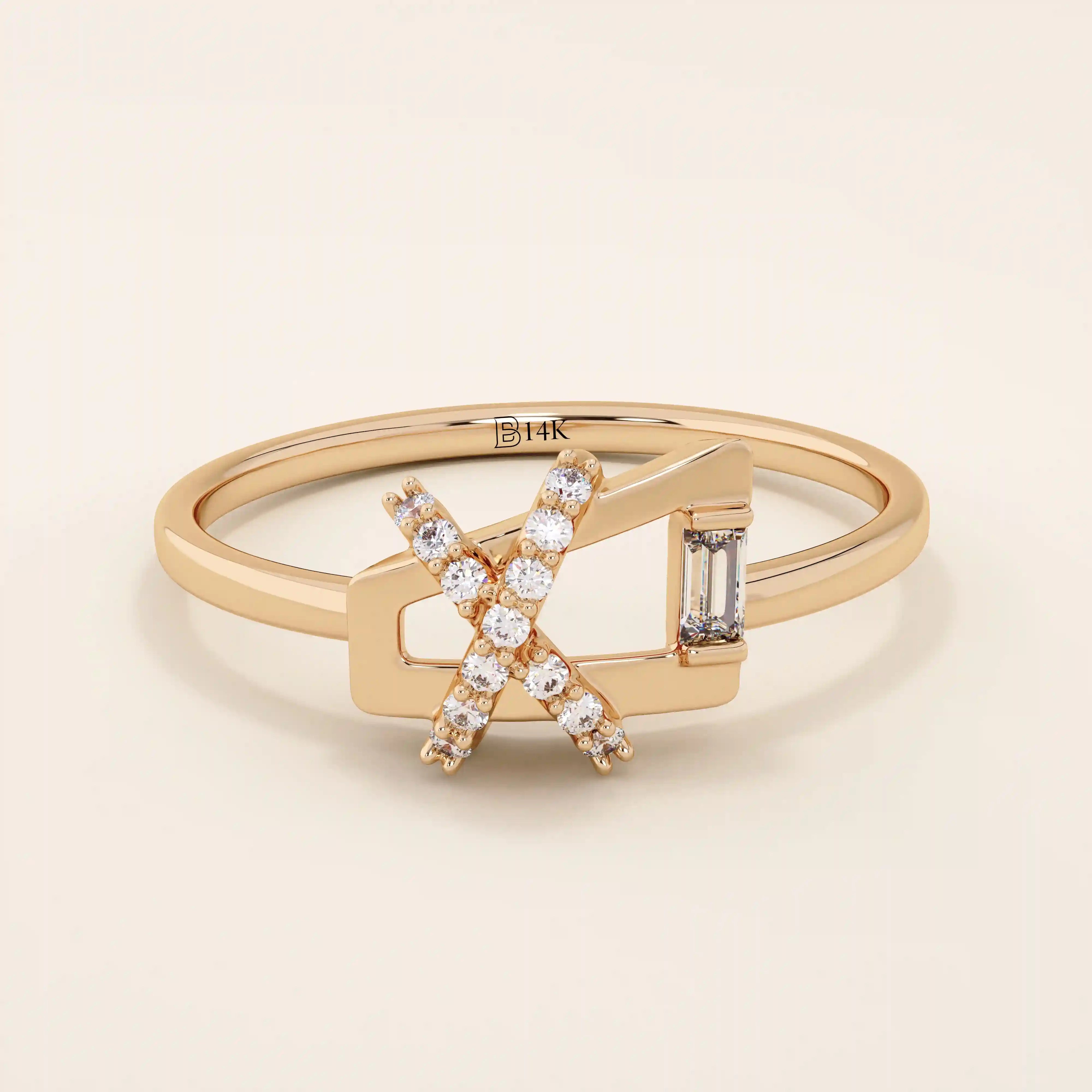 14k solid gold pinky signet ring with a unique geometric design, paved with sparkling moissanites. A modern and elegant statement piece.