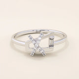 14k solid gold pinky signet ring with a unique geometric design, paved with sparkling moissanites. A modern and elegant statement piece.
