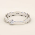 14k solid gold promise ring featuring a unique design with a single sparkling moissanite stone. Modern and elegant for everyday wear.