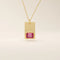 14k solid gold rectangle pendant with a bezel-set emerald-cut lab-grown ruby. A bold yet refined birthstone necklace with clean lines and rich red hue. Perfect for gifting or layering as meaningful fine jewelry.