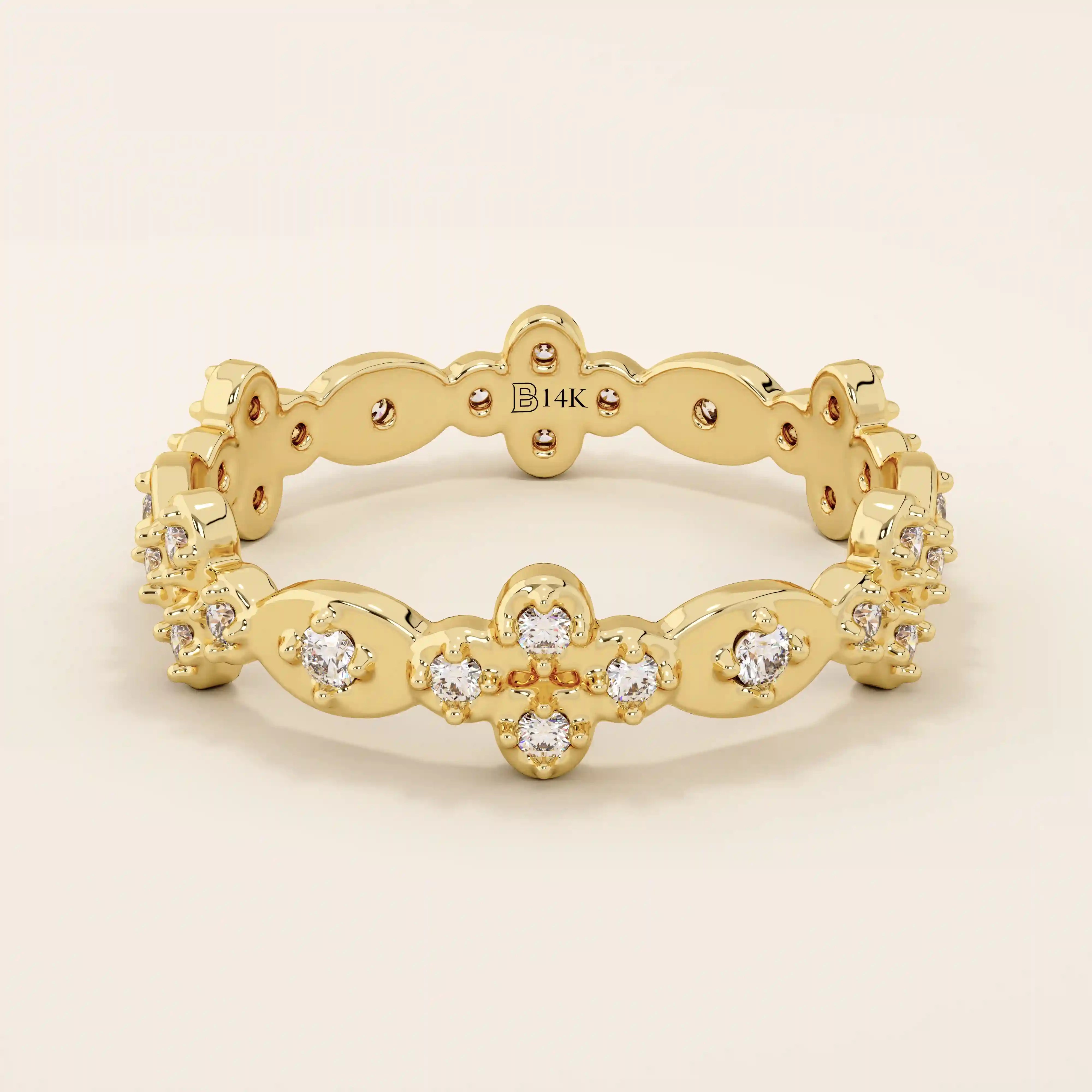 14k solid gold statement ring featuring a delicate leaf design with a sparkling moissanite. Minimalist and nature-inspired jewelry.