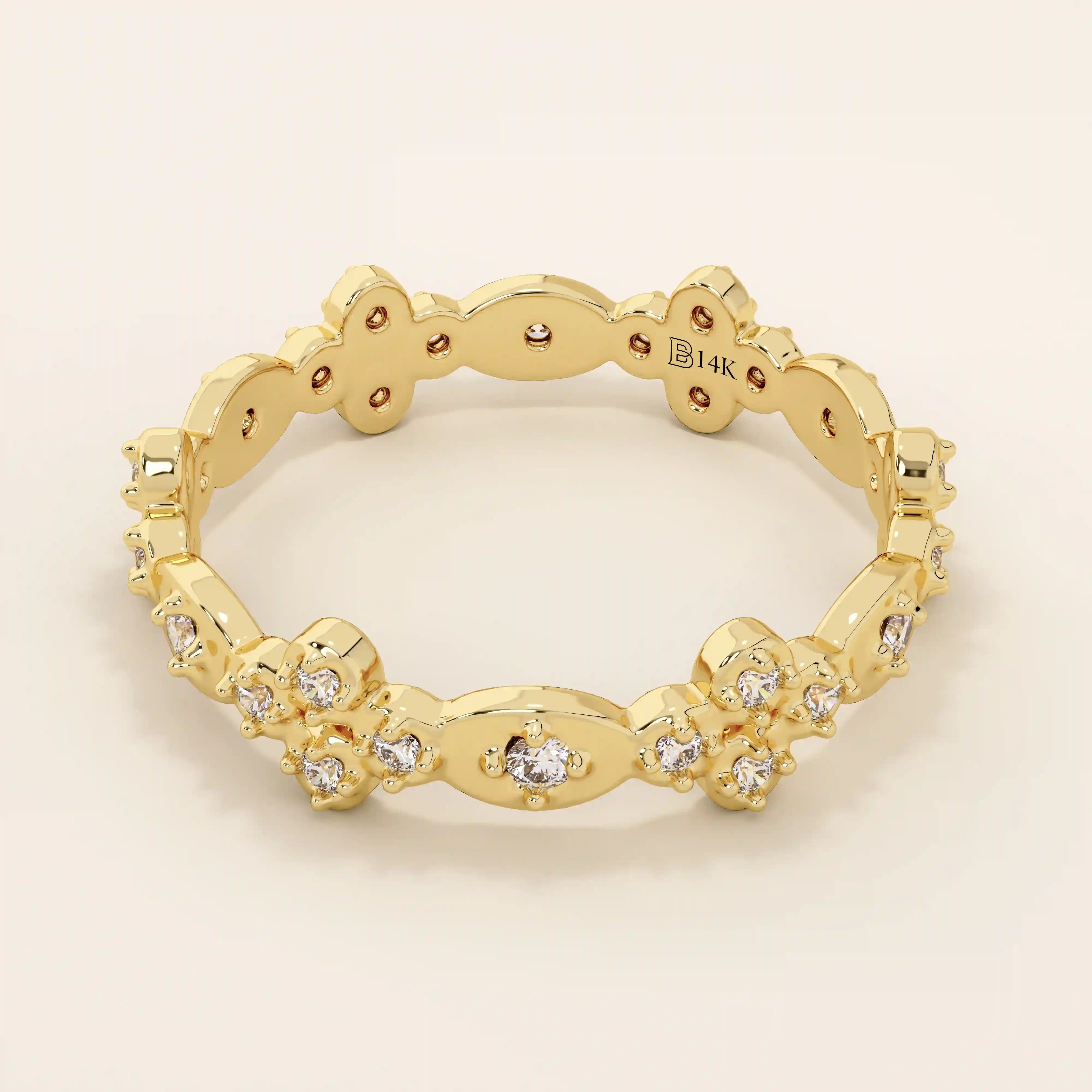 14k solid gold statement ring featuring a delicate leaf design with a sparkling moissanite. Minimalist and nature-inspired jewelry.