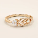14k solid gold trio moissanite leaf wedding ring