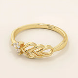 14k solid gold trio moissanite leaf wedding ring