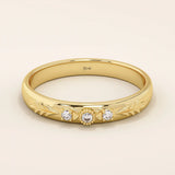 14k solid gold vintage-style leaf band promise ring with intricate botanical engraving. A timeless and elegant symbol of love and nature.