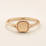 14k solid gold vintage-style square-shaped signet ring with classic detailing. Timeless and elegant design for everyday wear.