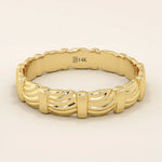 14K SOLID GOLD UNIQUE BUMPY WAVE UNISEX DESIGN ALLIANCE WEDDING BAND