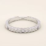 14k solid white gold band with laurel leaf motif and bezel set round brilliant cut moissanite stones, timeless wedding or anniversary ring
