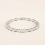 14k solid white gold thin stacking ring featuring a faceted textured design, elegant and versatile jewelry for daily wear or stacking
