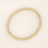 14k solid yellow gold bangle bracelet with a sleek faceted design, featuring geometric angled cuts that reflect light beautifully for a modern, sophisticated look.
