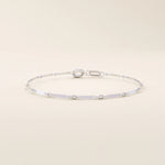 14k white gold bracelet featuring polished flat bar sections connected by cable chain links.
