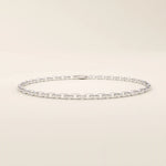 14k white gold rolo chain bracelet with classic rounded rectangular links and a bright polished shine.
