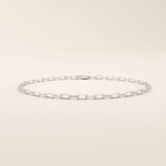 14k white gold slim link bracelet featuring polished elongated chain links for a sleek look.
