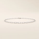 14k white gold slim link bracelet featuring polished elongated chain links for a sleek look.
