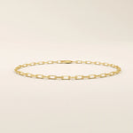 14k yellow gold bracelet with slim elongated links forming a modern link chain design.
