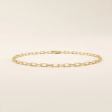 14k yellow gold bracelet with slim elongated links forming a modern link chain design.
