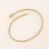 14k yellow gold bracelet with slim elongated links forming a modern link chain design.

