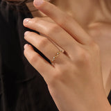 14K Solid Gold Moon Star Ring for Women