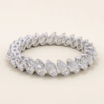 14K SOLID GOLD PAVE ETERNITY PEAR MOISSANITE STACKABLE WEDDING RING FOR WOMEN